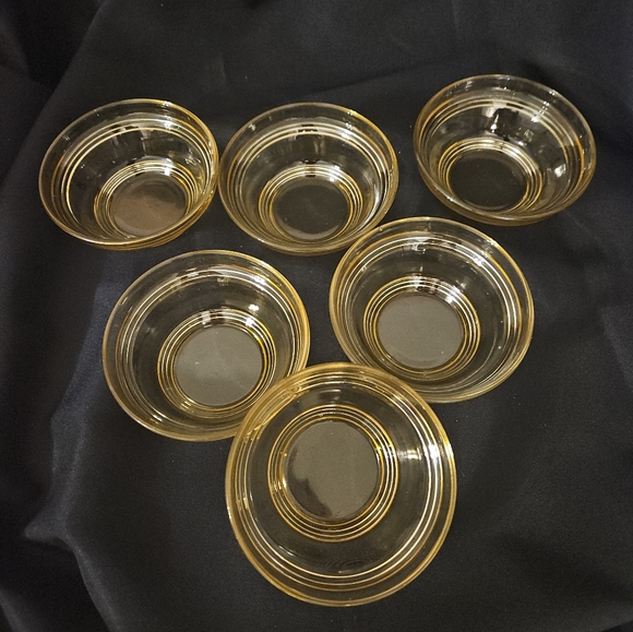 Fostoria Depression Glass Topaz Yellow Transparent Set 6 finger dessert bowls - Picture 2 of 10